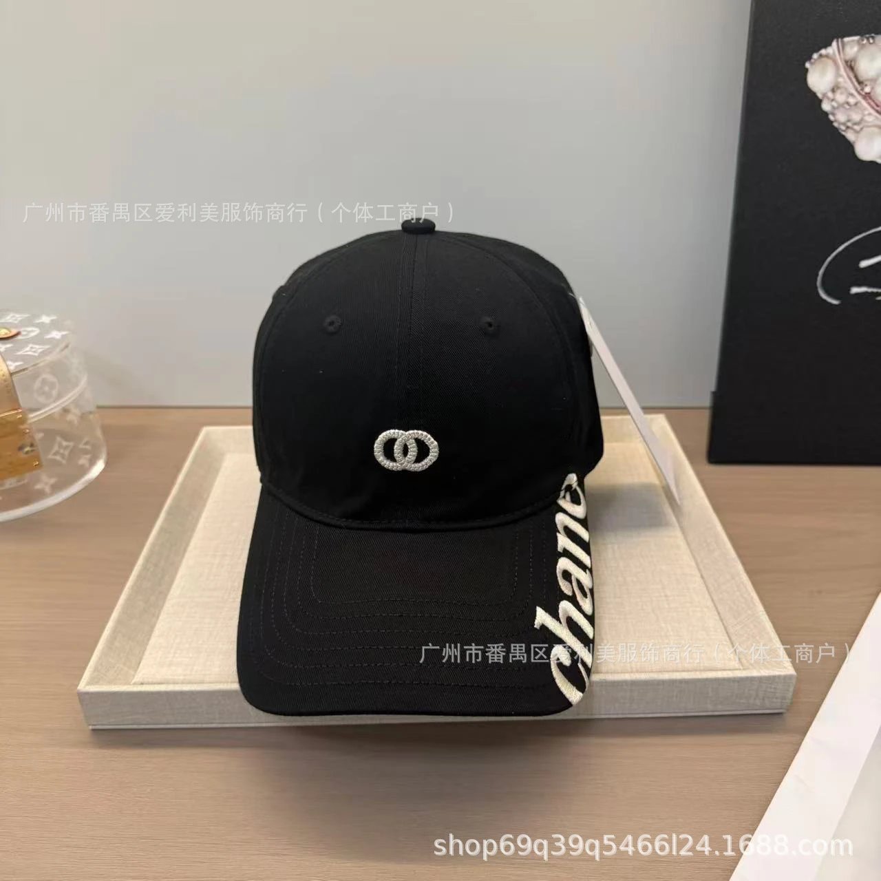 Chanel Logo Embroidered Navy Baseball Cap - 5
