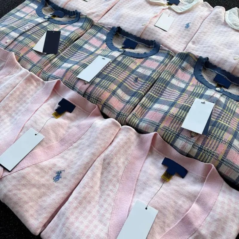 Design Gingham Check V-Neck Cardigan Pink - 10