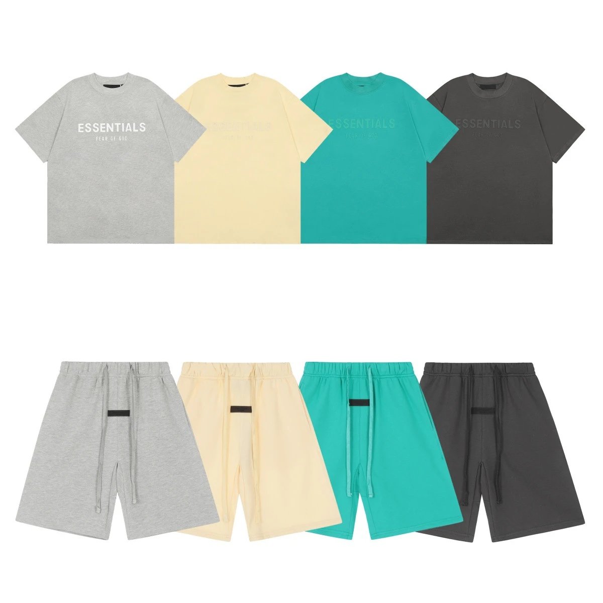 Fear of God Essentials Oversized T-Shirt and Drawstring Shorts Set Pale Yellow - 4