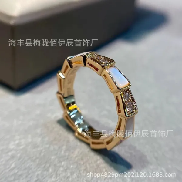 Design Geometric Opal and Crystal Inlay Ring Gold Tone Jewelry - 1
