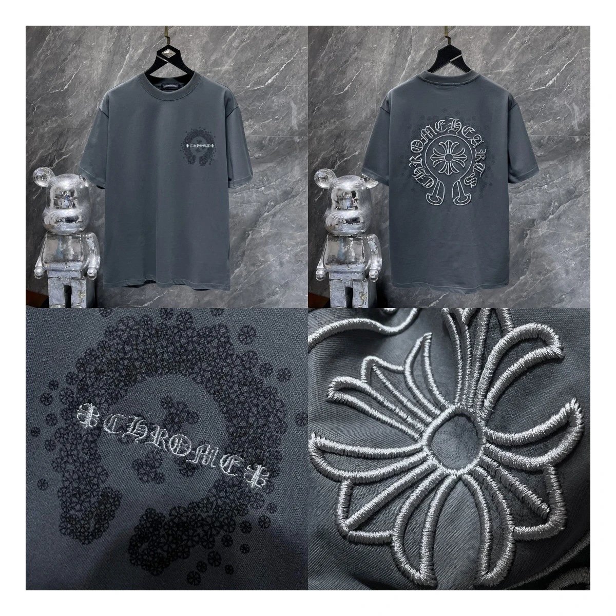 Chrome Hearts Embroidered Crest T-Shirt Black and White - 16
