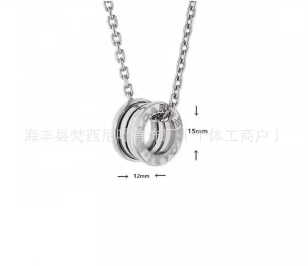 Design Triple Ring Pendant Necklace Silver Jewelry - 1