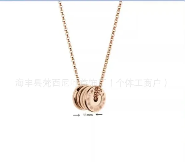 Design Stacked Disc Pendant Necklace Rose Gold Jewelry - 1