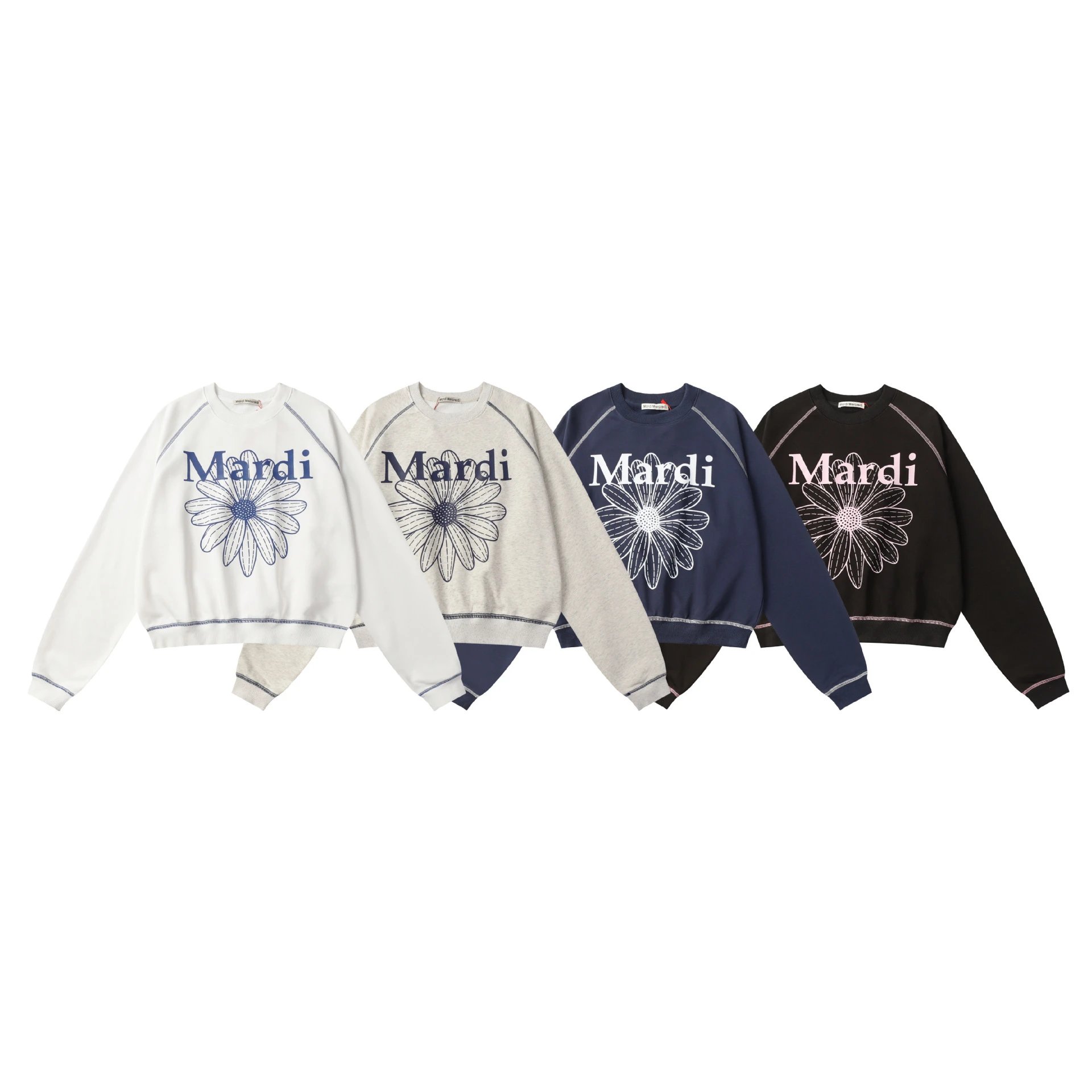 Mardi Mercredi Graphic Cropped Sweatshirt White Hoodie - 4