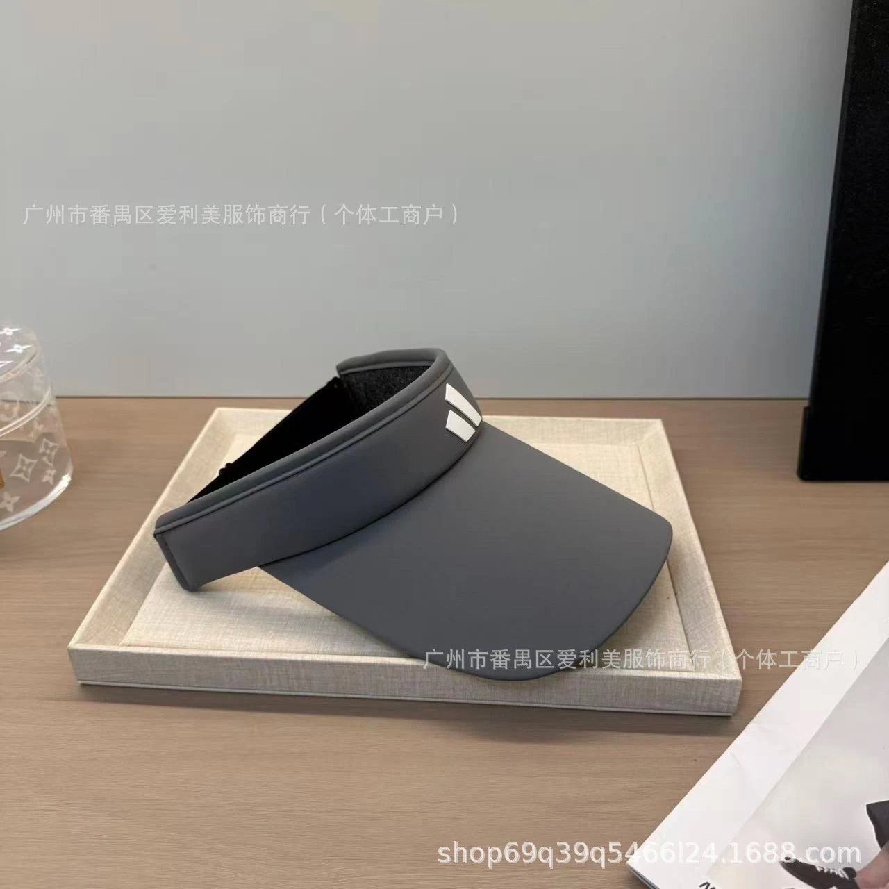 Design Visor Cap Black with Dual White Stripe Accent Hats - 6