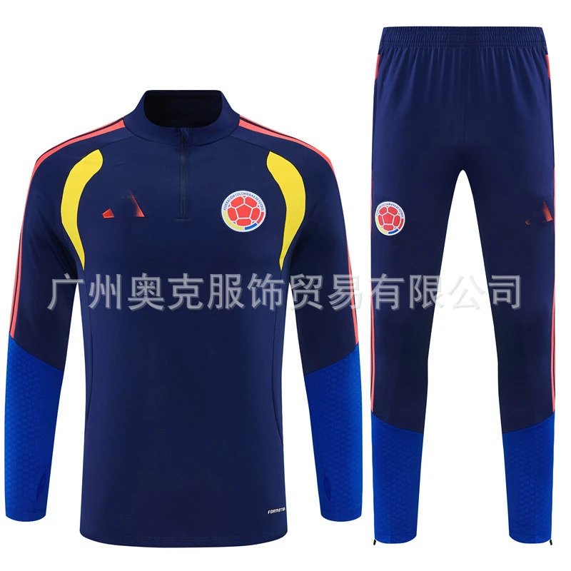 Adidas Colombia National Team Training Set Navy Blue Yellow Red Tracksuit - 5