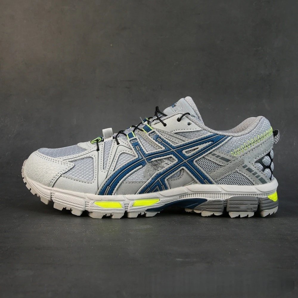 Asics Gel-Kayano 14 White / Gray / Olive Green Running Shoes - 7