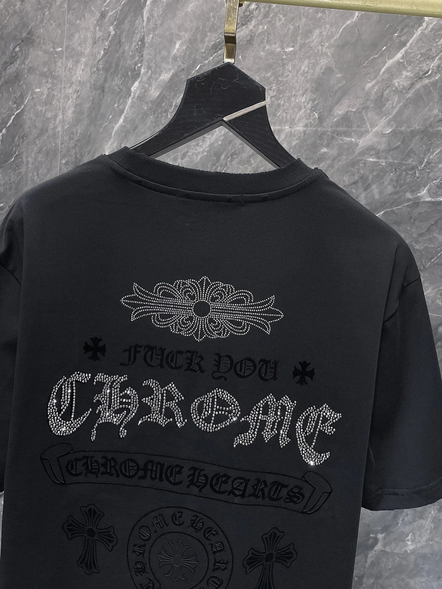 Chrome Hearts Embroidered Crest T-Shirt Black and White - 4