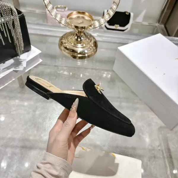 Dior J'Adior Velvet Mule Black Shoes Loafers - 1