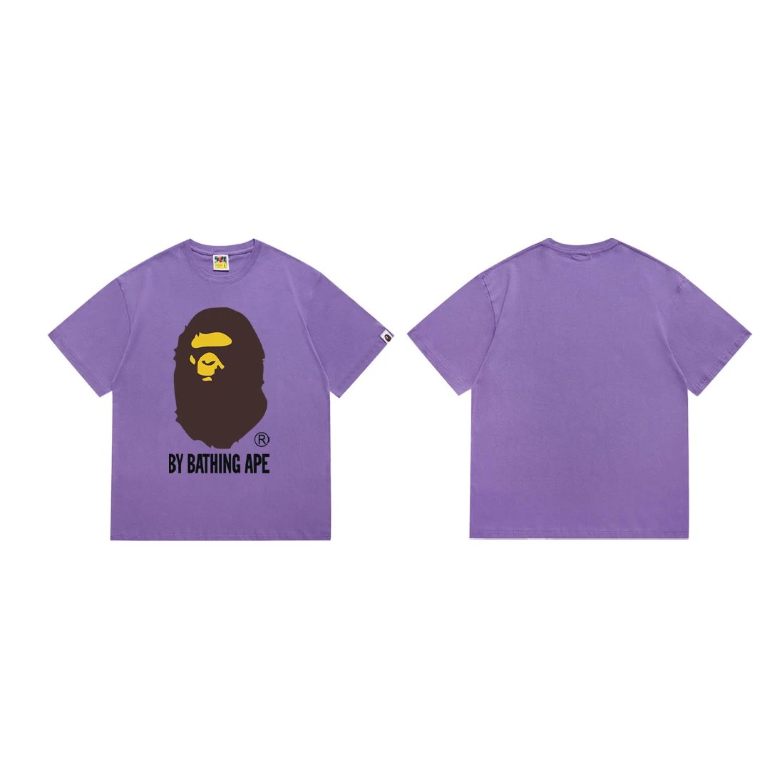 A BATHING APE T-Shirts Head Graphic Short-Sleeve T-Shirt — 040 purple