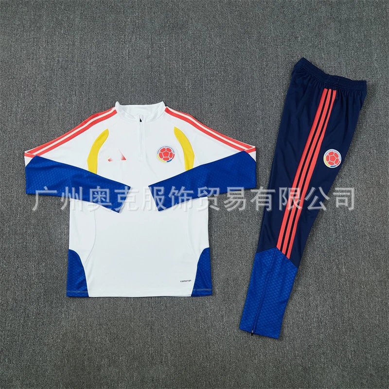 Adidas Colombia National Team Training Set Navy Blue Yellow Red Tracksuit - 7