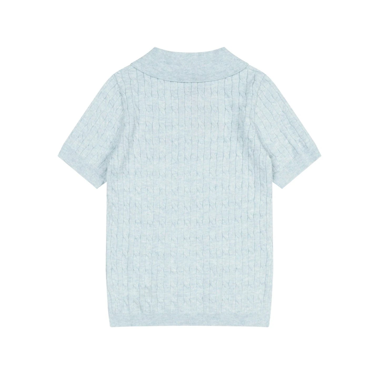 Mardi Mercredi Cable Knit Polo in Mint with Embroidered Daisy Polo Shirt - 13