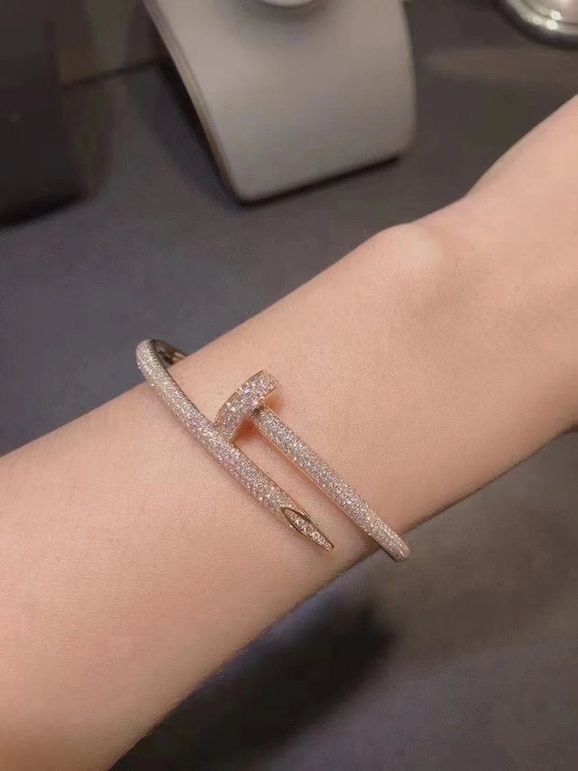 Cartier Juste un Clou Bracelet Full Pave Yellow Gold Diamond Bracelet Jewelry - 12