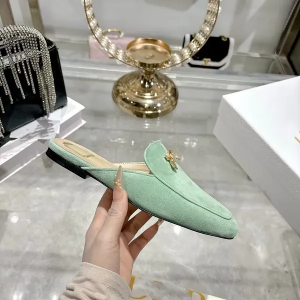 Design Suede Loafer Mule Pink Shoes - 5