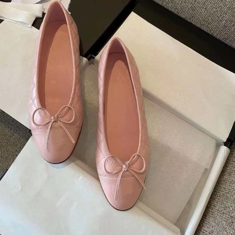 Chanel Ballerina Flats Silver Metallic Bow Detail Flat Shoes Loafers - 12