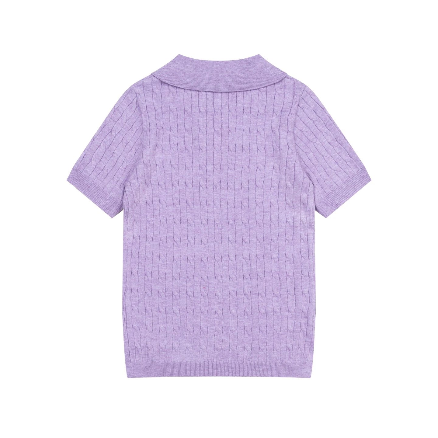 Mardi Mercredi Cable Knit Polo in Mint with Embroidered Daisy Polo Shirt - 15