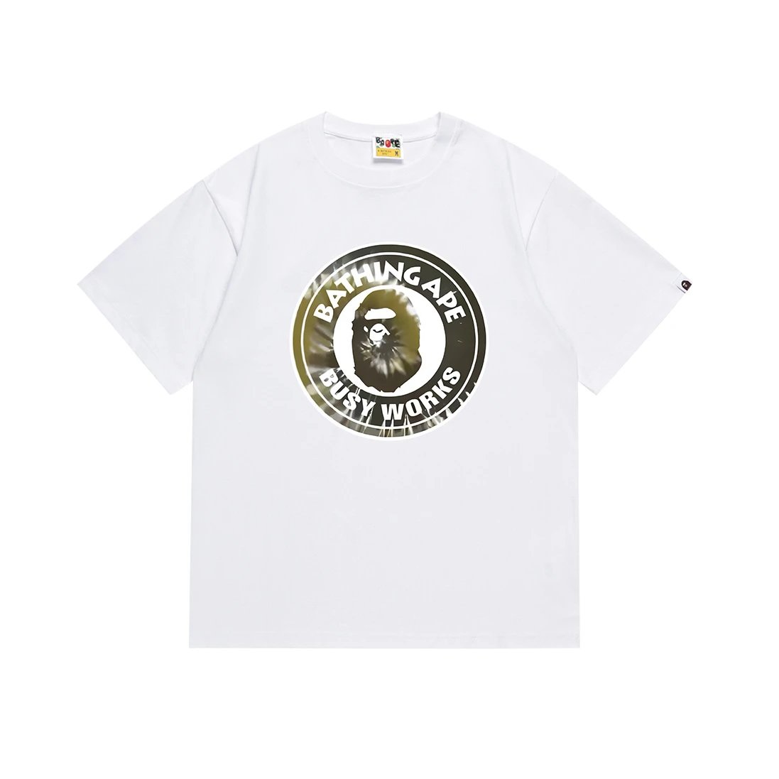 A BATHING APE T-Shirts Head Graphic Short-Sleeve T-Shirt — 078 White and Green