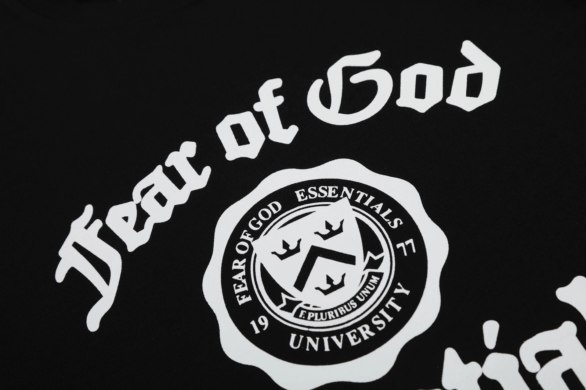 Fear of God Essentials Black College Print T-Shirt - 21