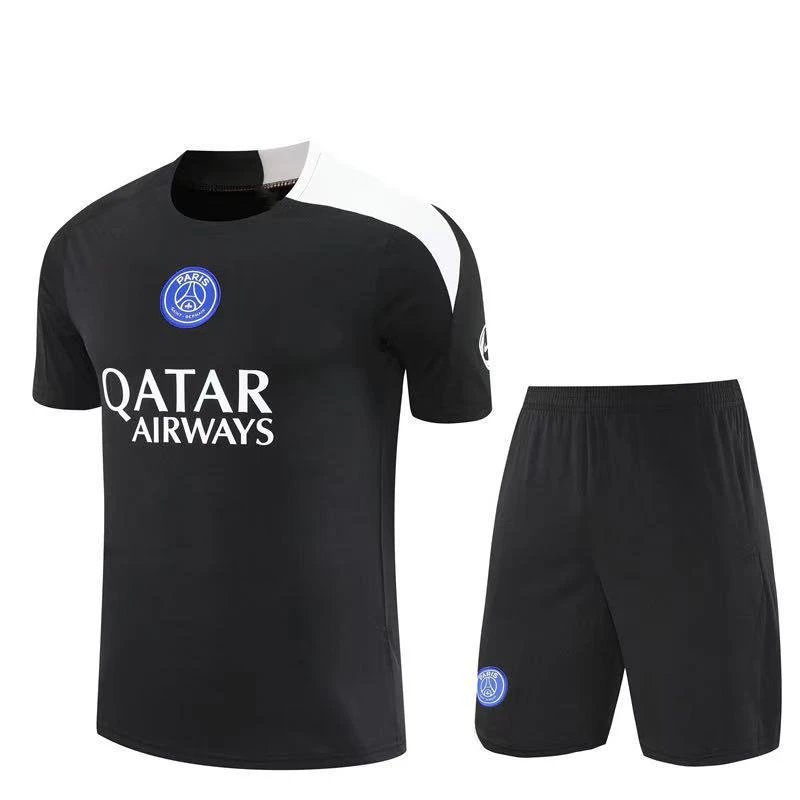 Paris Saint-Germain Training Kit Black Pink Jersey and Shorts Sets - 3