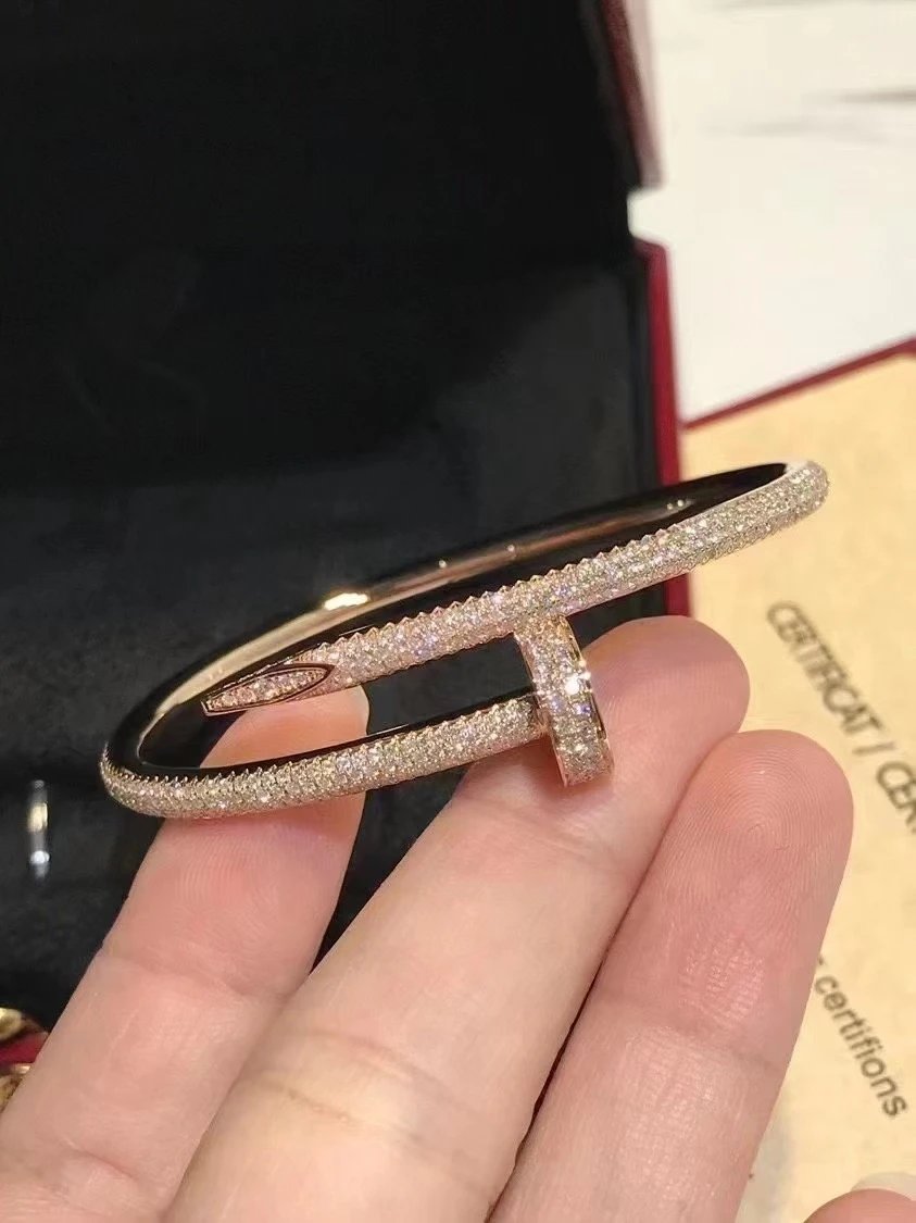 Cartier Juste un Clou Bracelet Full Pave Yellow Gold Diamond Bracelet Jewelry - 8