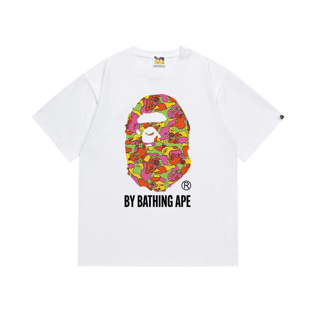 A BATHING APE T-Shirts Head Graphic Short-Sleeve T-Shirt — 083 white