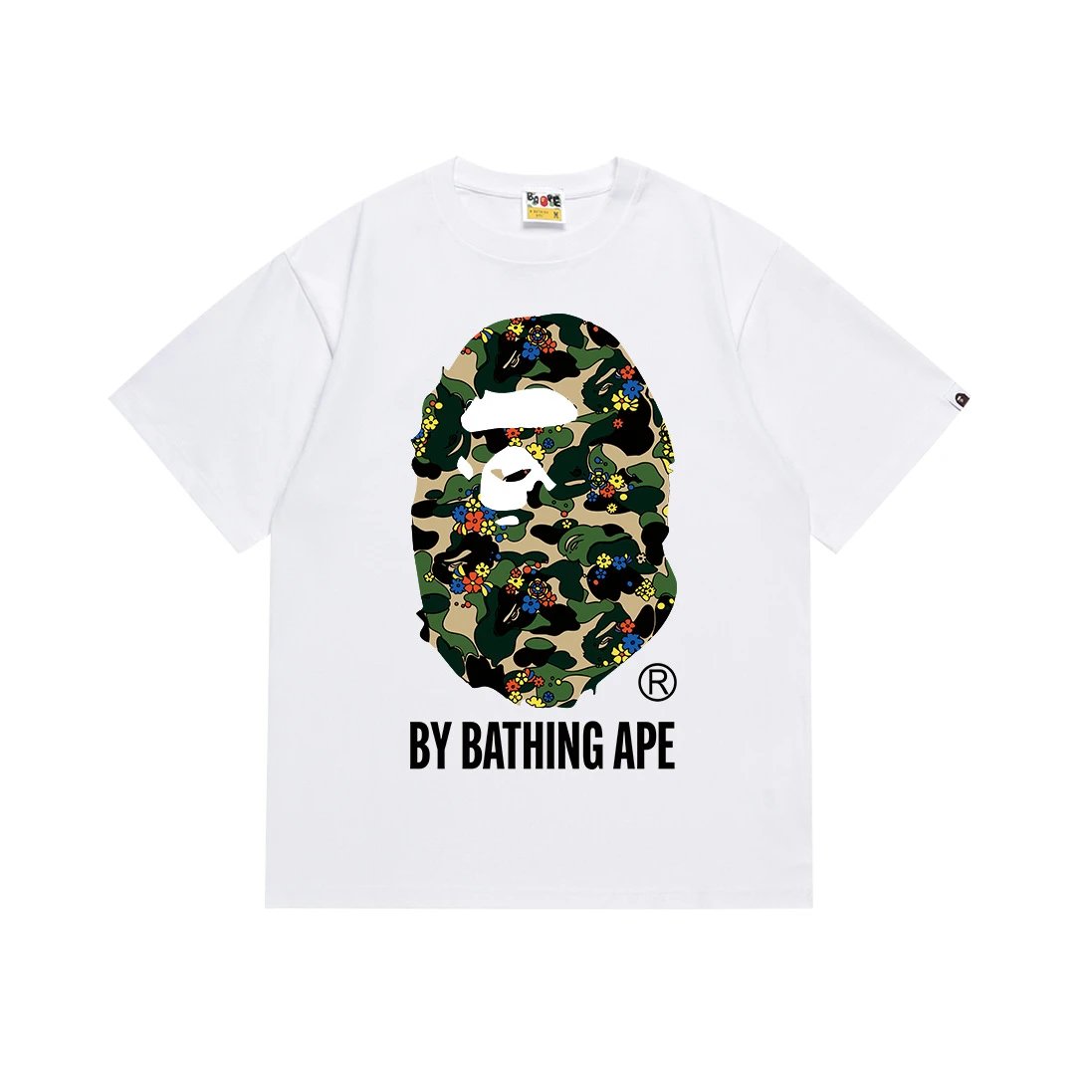 A BATHING APE T-Shirts Head Graphic Short-Sleeve T-Shirt — 084 white