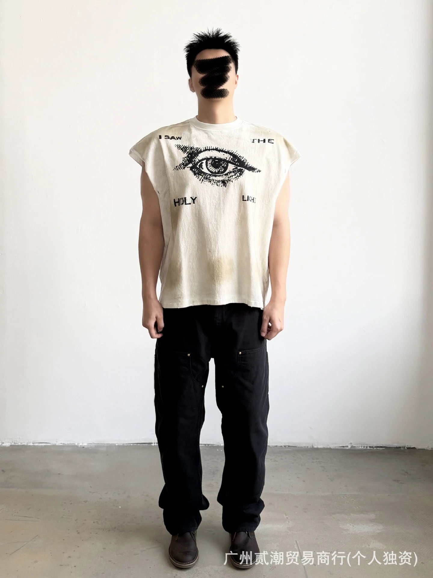 Design Westside Ride Tonight Distressed Sleeveless T-Shirt Black Vest Top - 5