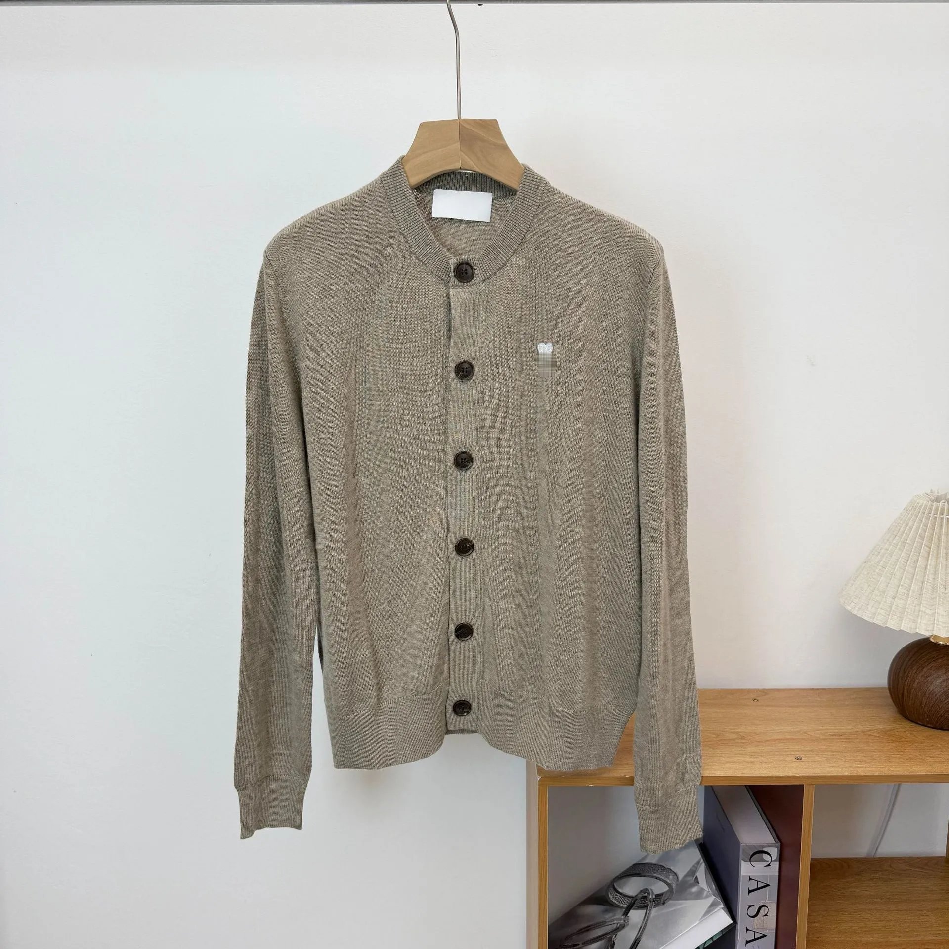 Design Knit Cardigan Beige Button-Front Cardigan - 7