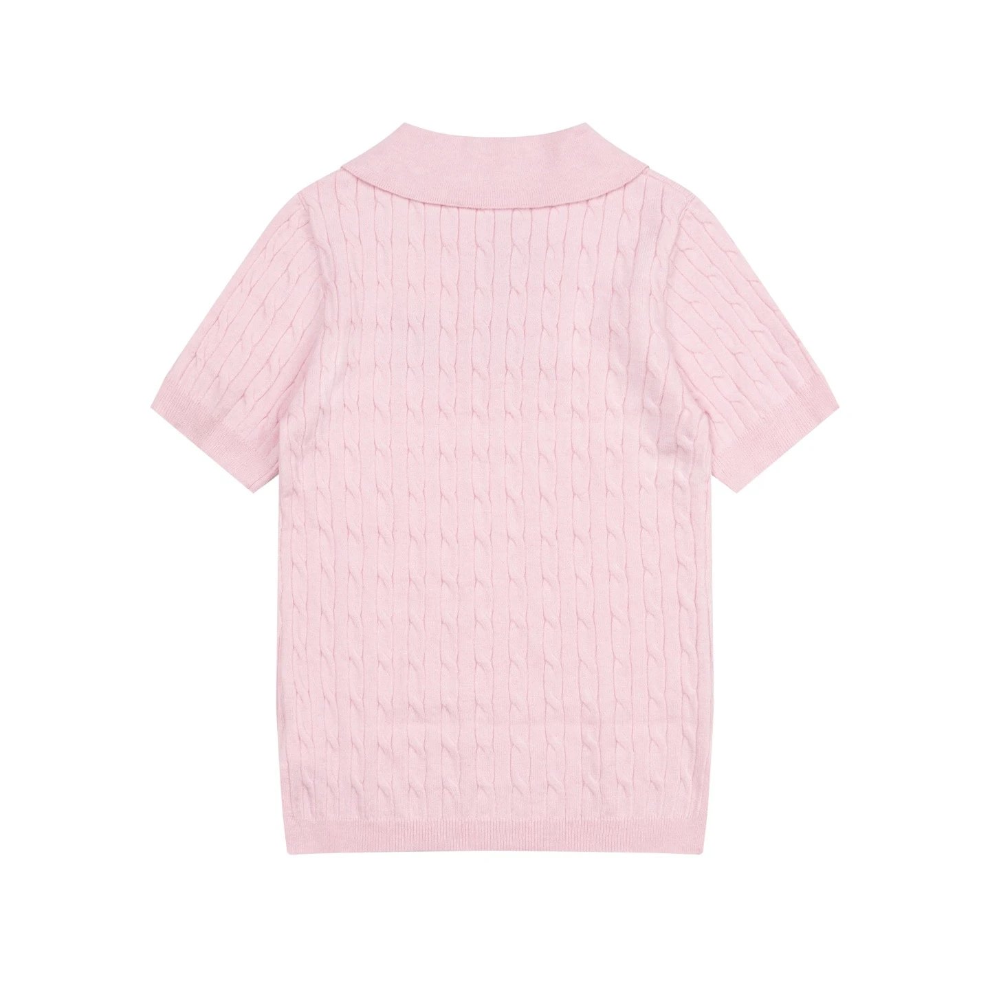 Mardi Mercredi Cable Knit Polo in Mint with Embroidered Daisy Polo Shirt - 9