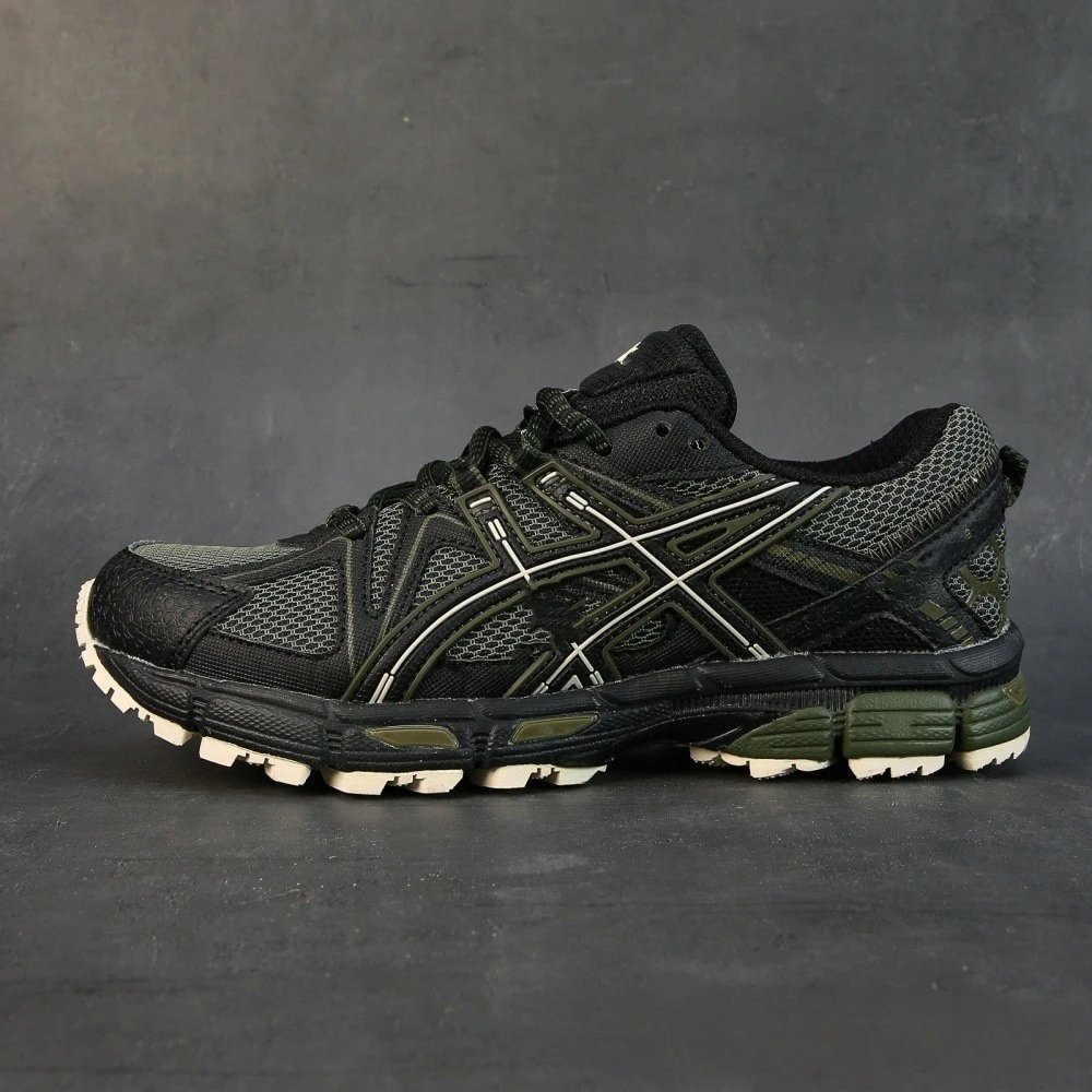 Asics Gel-Kayano 14 White / Gray / Olive Green Running Shoes - 5