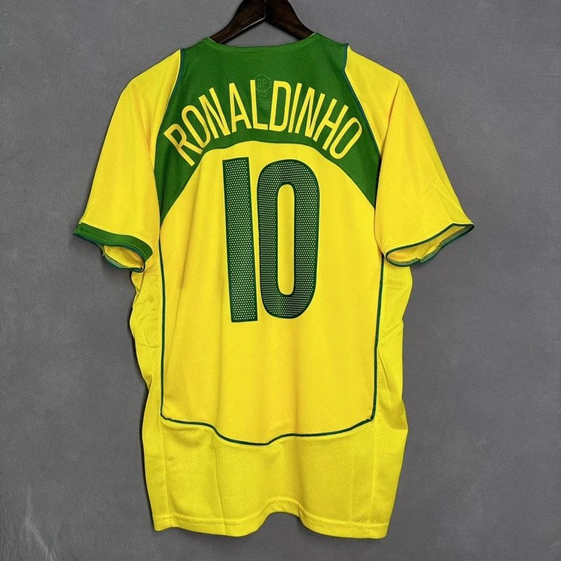 Unbranded Football Jerseys Retro jersey with player name and number print — 2004 Brazil home jersey, number 10