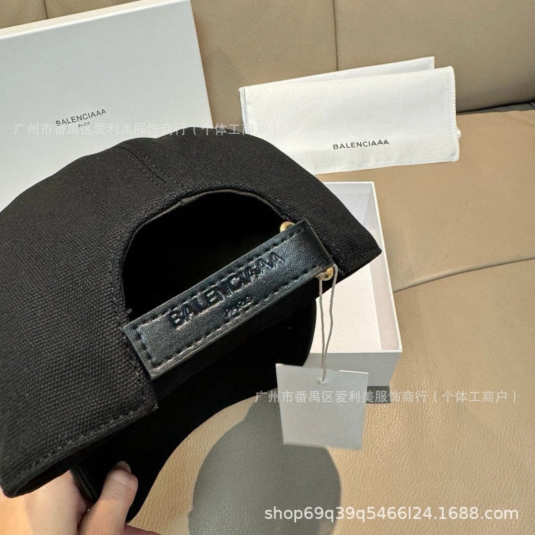 Balenciaga Logo Embroidered Black Baseball Cap - 10