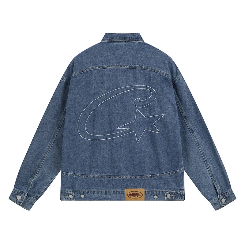 Design Denim Jacket Black with Outline C+Star Graphic Outerwear - 9