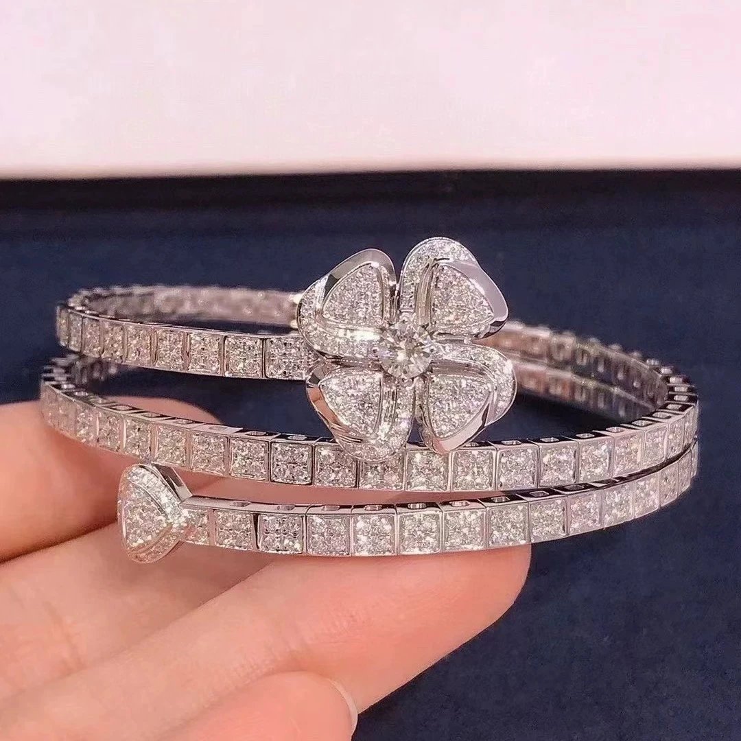 Bvlgari Serpenti Viper Flower Bracelet Gold Pave Diamond Bracelets Jewelry - 7