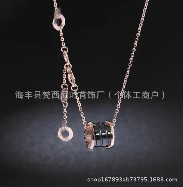 Design Bzero1-Inspired Cylindrical Pendant Necklace Rose Gold Black Jewelry - 1