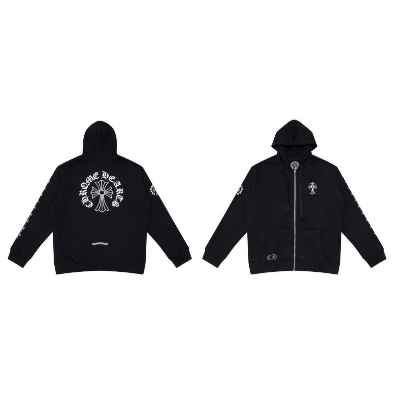 Chrome Hearts Hoodies & Sweatshirts Graphic Full-Zip Hooded Sweatshirt — 5007 black