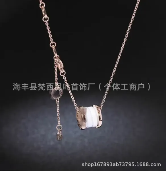 Design Bangle-Style Ceramic Pendant Necklace Rose Gold Jewelry - 1