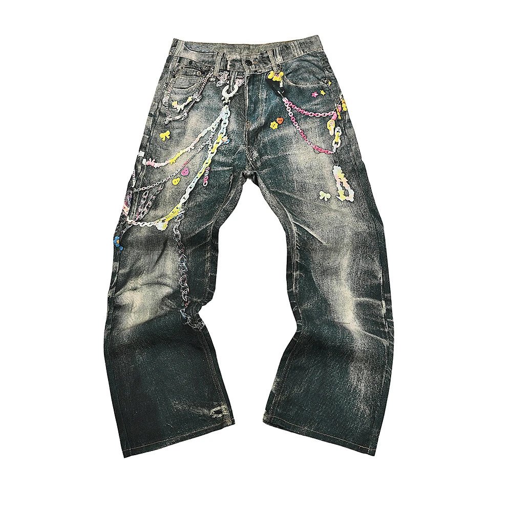 Acne Studios Distressed Print Jeans Gray - 7