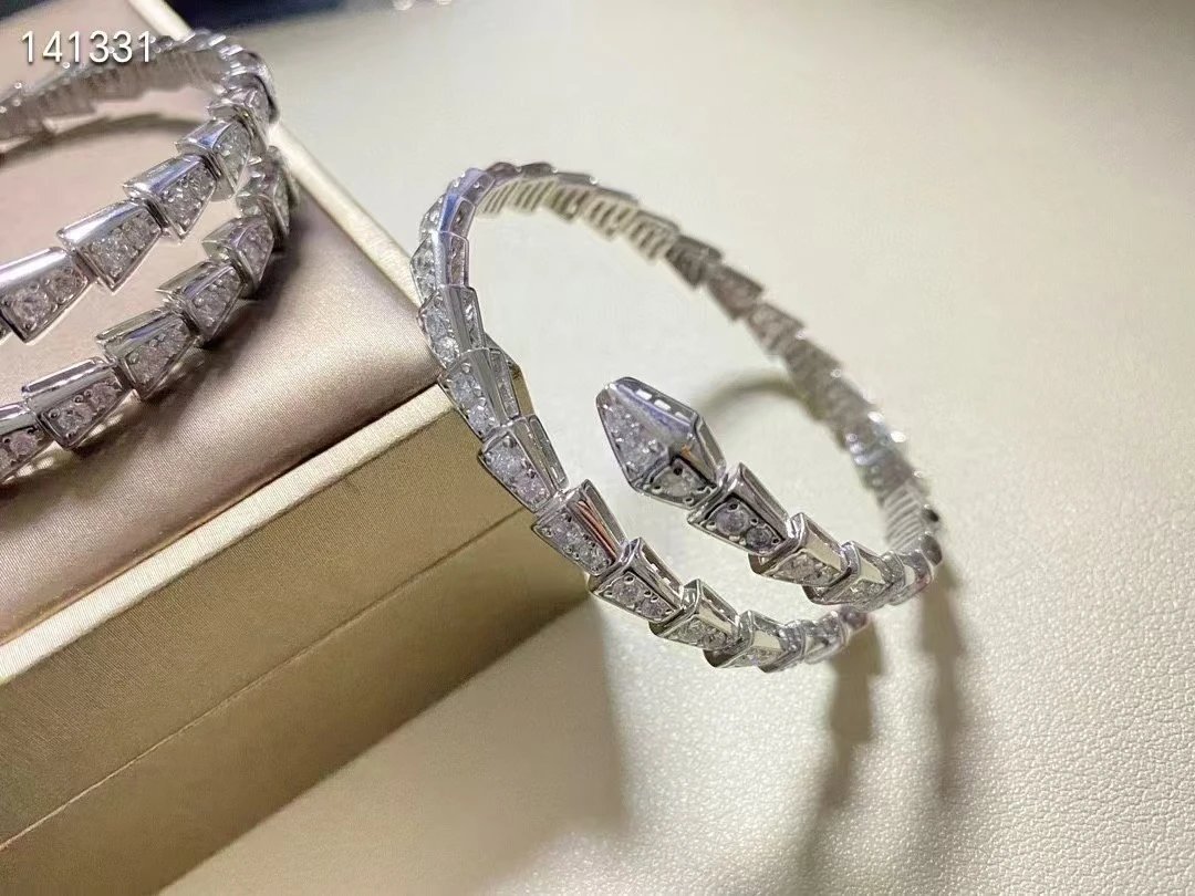 Bvlgari Serpenti Viper Diamond Bracelet Silver Jewelry - 9