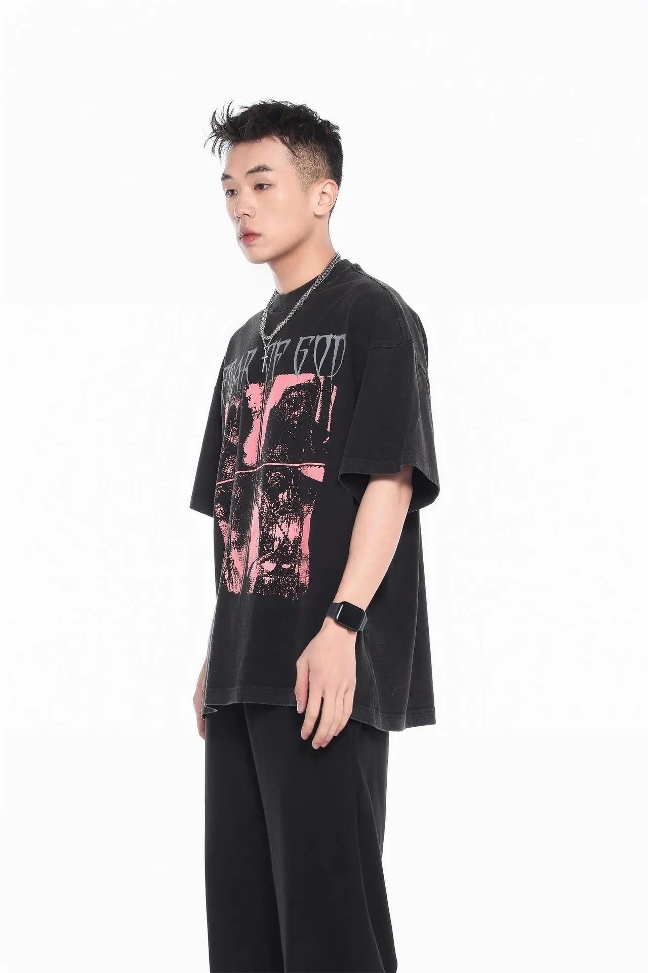 Design Testament Band Graphic Oversized T-Shirt Black T-Shirts - 41