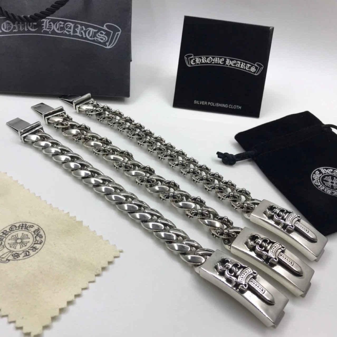 Chrome Hearts Floral Link Bracelet Silver Jewelry - 7