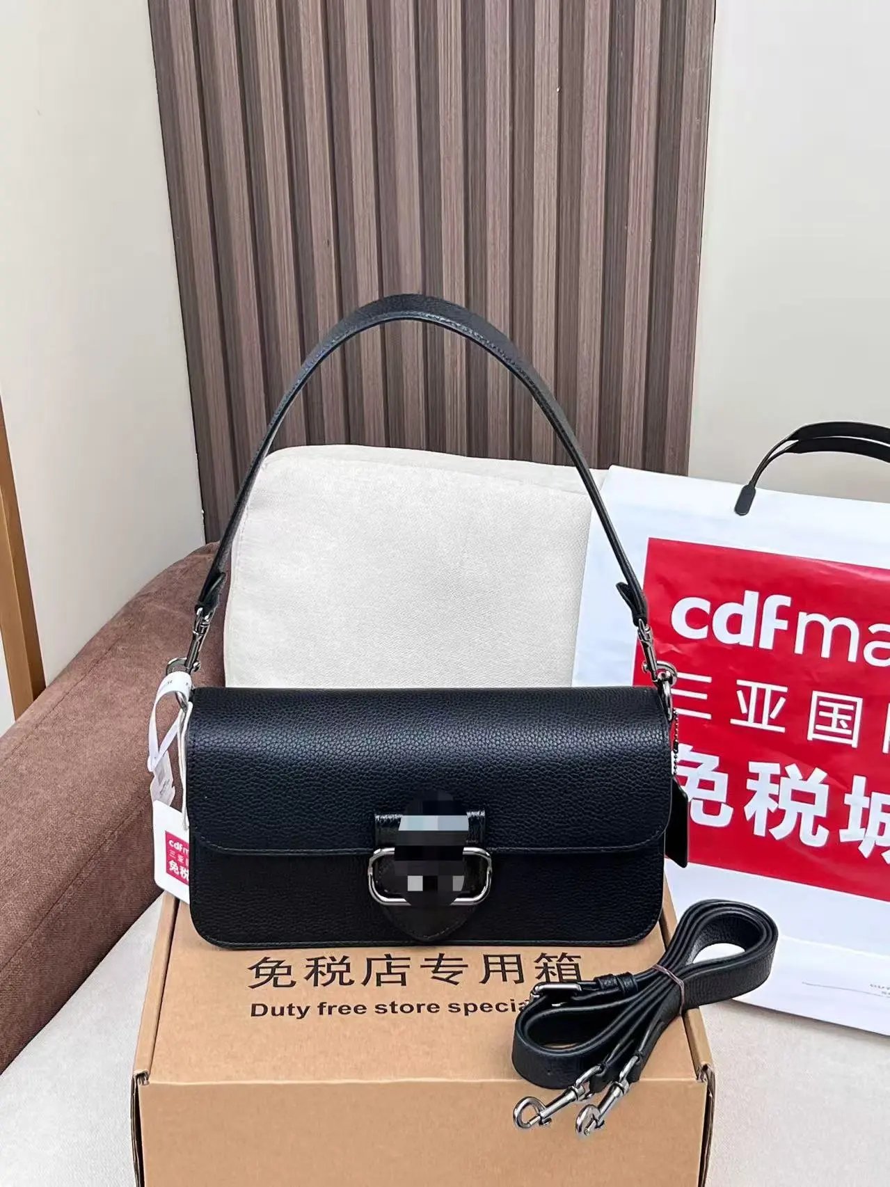 Celine Triomphe Canvas Shoulder Bag Beige and Burgundy - 3