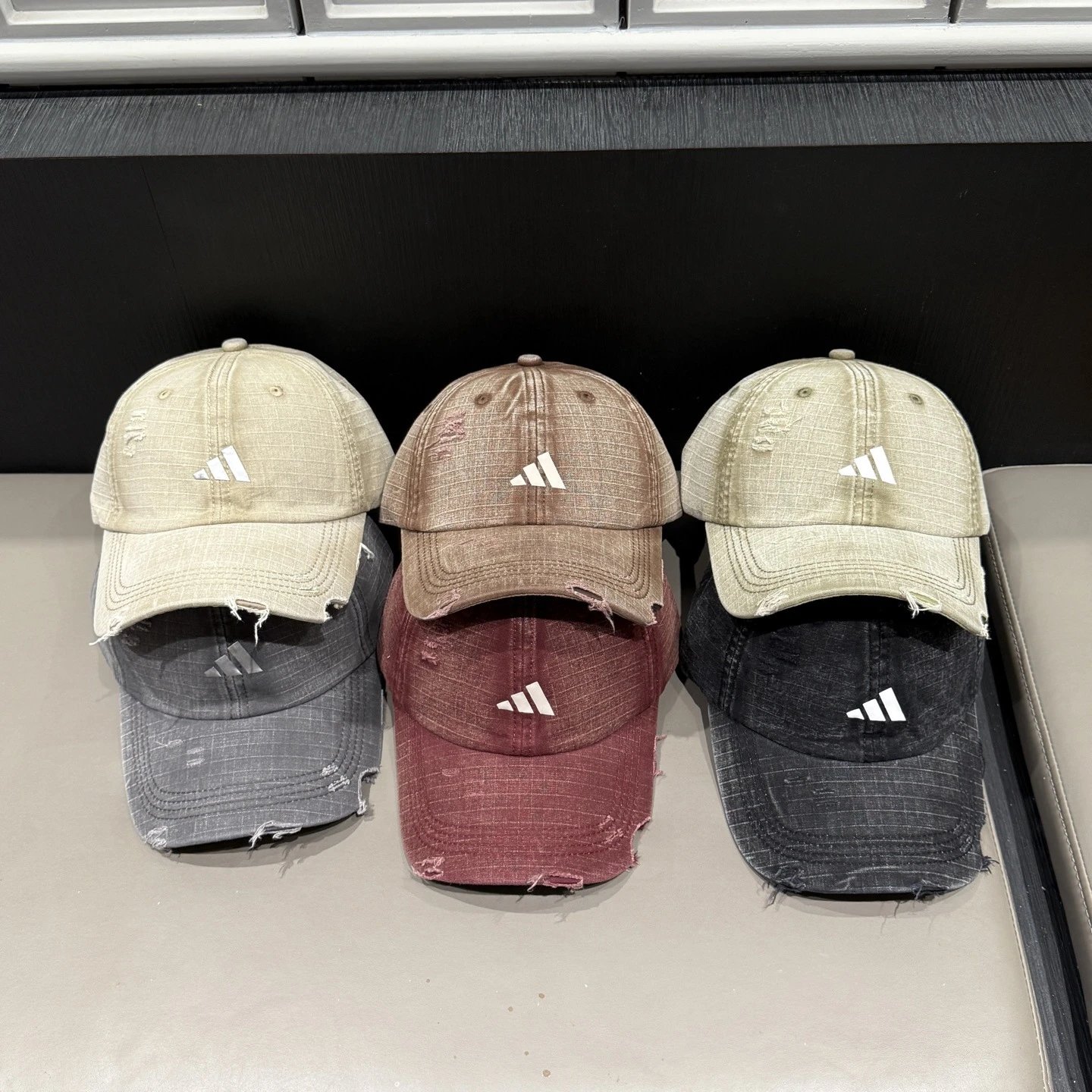 Prada Triangle Logo Washed Denim Baseball Cap Gray - 14