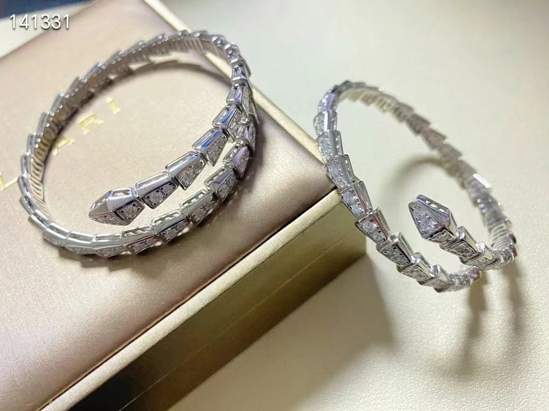 Bvlgari Serpenti Viper Diamond Bracelet Silver Jewelry - 10