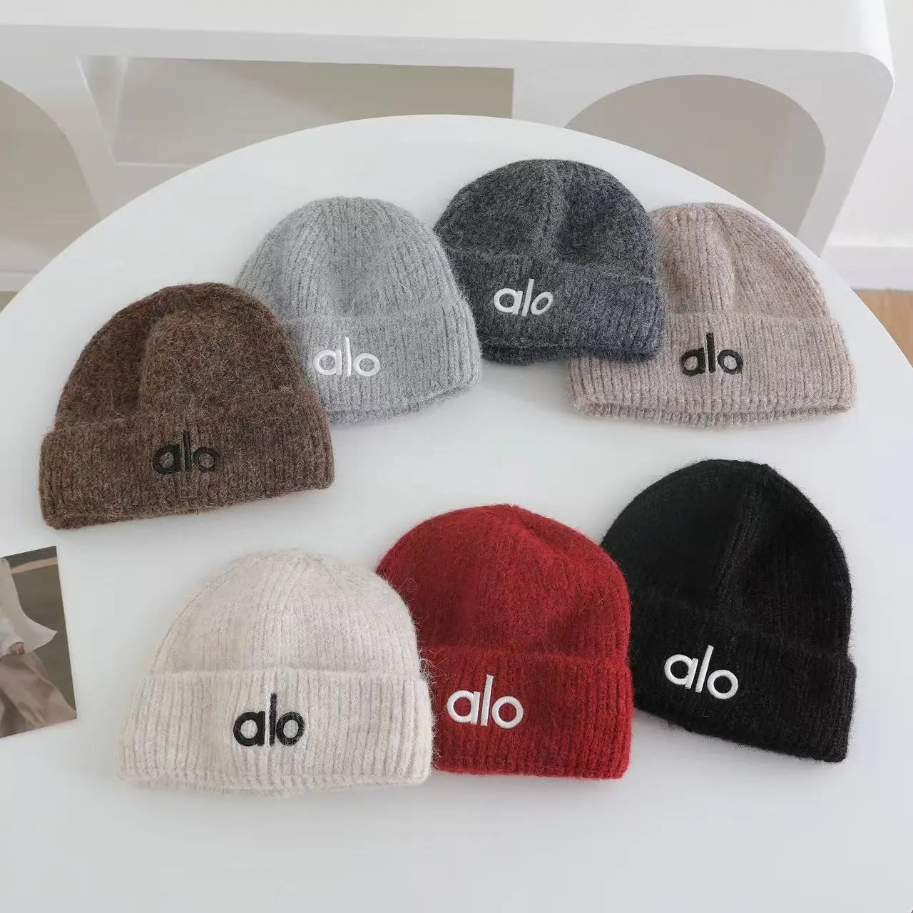 Alo Beanie Red Knit Hat - 3