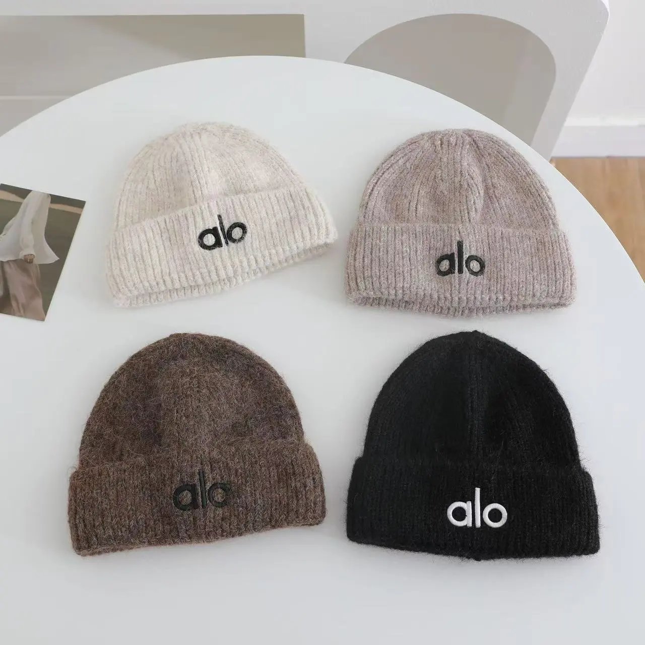 Alo Beanie Red Knit Hat - 4