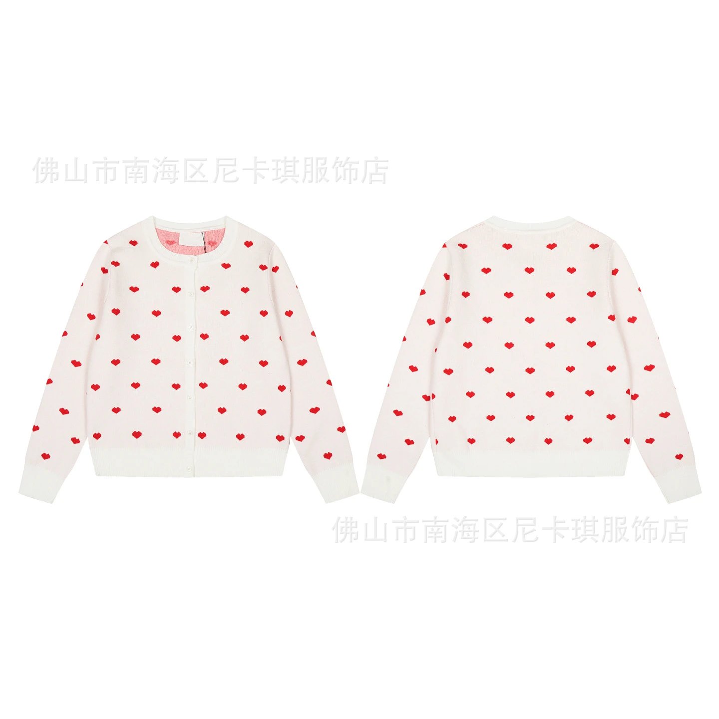 Design Heart Print Knit Cardigan Pink Outerwear.cardigan - 20