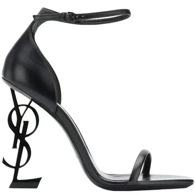 Saint Laurent High Heels Opyum logo-heel ankle-strap sandals product detail image 5