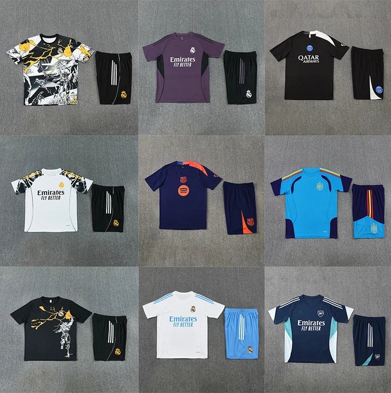 Real Madrid Training Kit Purple / Black Jersey and Shorts Sets - 3