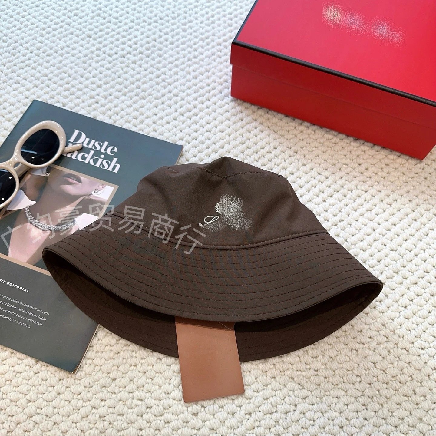 Loewe Bucket Hat White with Gold Embroidery - 6